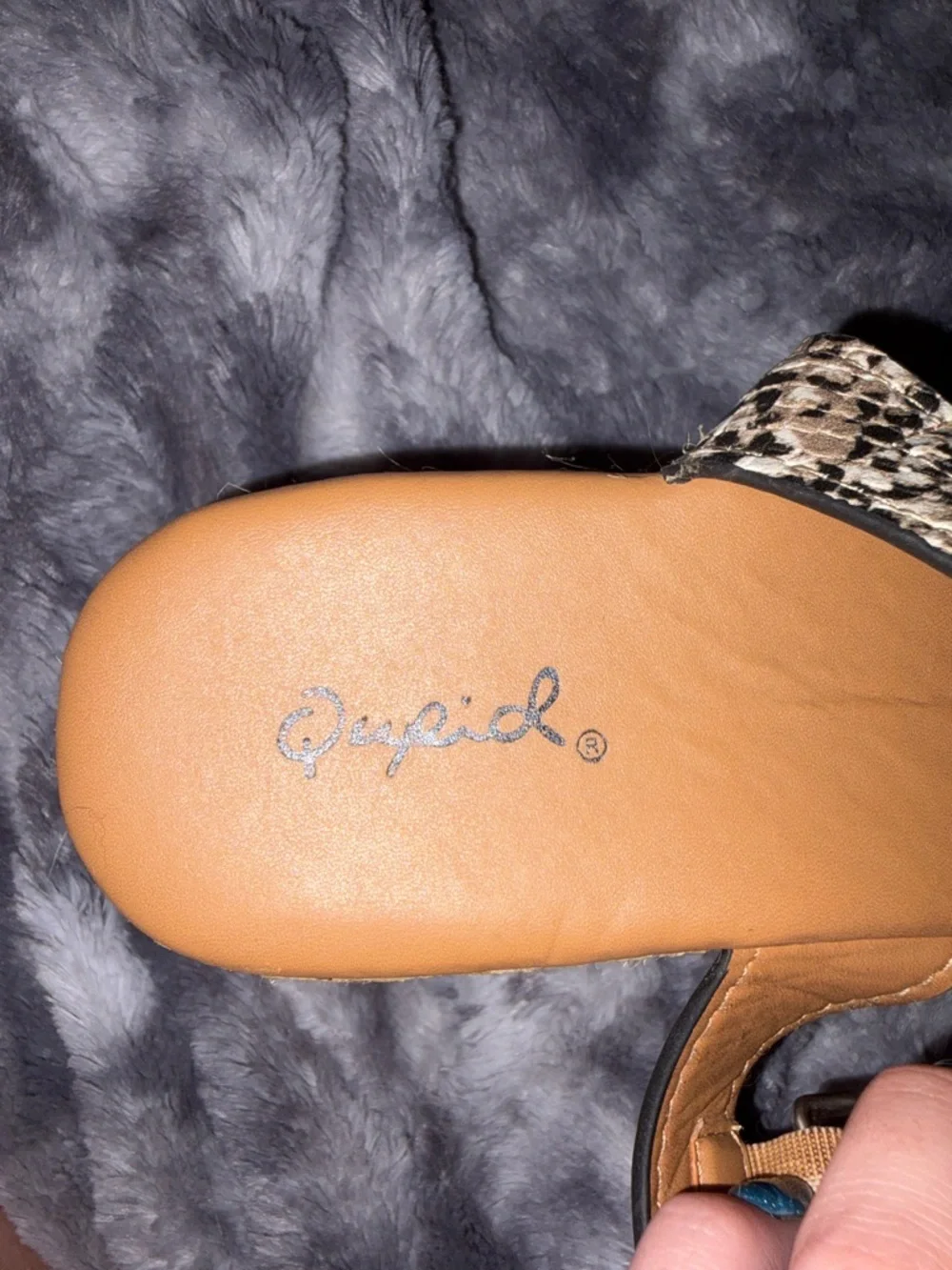 Qupid Snake-Print Espadrille Slides